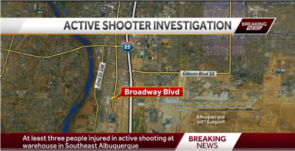 Screenshot of KOAT NEWS live, reporting the shooting in southeast Albuquerque in New Mexico. [File photo]
